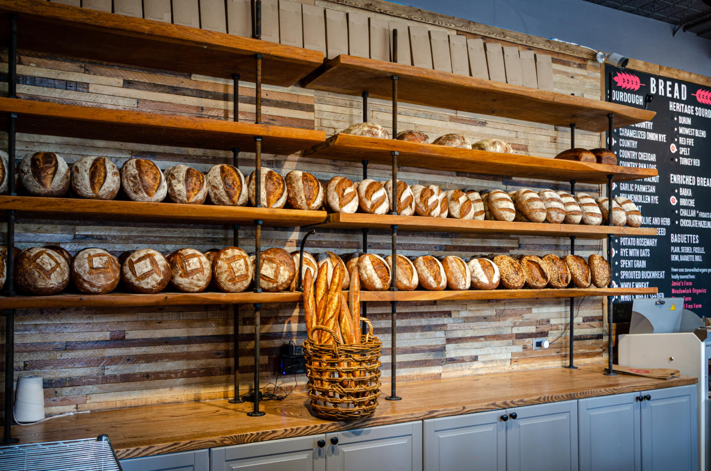 view of bakery counter with breads on display