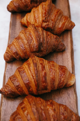 several plain croissants