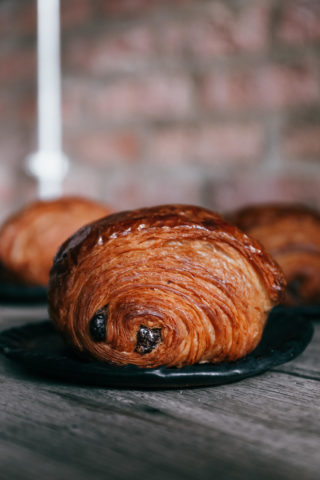 several chocolate croissants
